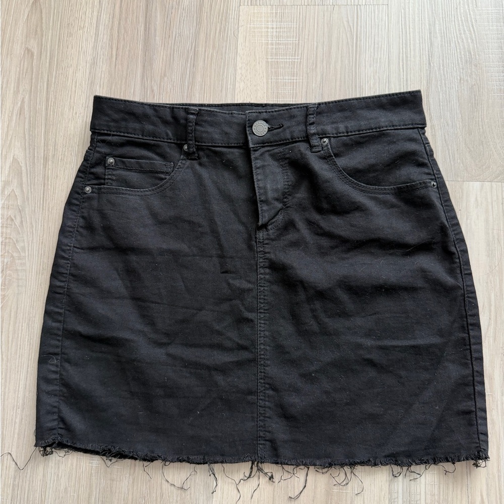 Black Denim Mini Skirt